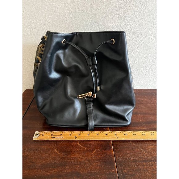 Versace Parfums Backpack Black Gold Adjustable Straps & Zip Pockets Vegan Faux L - Picture 6 of 15